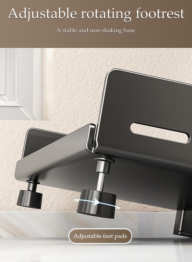 DUNISO 3-Tier Stainless Steel Spice Shelf,  Height-Adjustable Kitchen Countertop Organizer，Anti-Slip  Standing  Seasoning Storage Shelf ,with Knife Utensil Holder Tray for Kitchen - Image 4