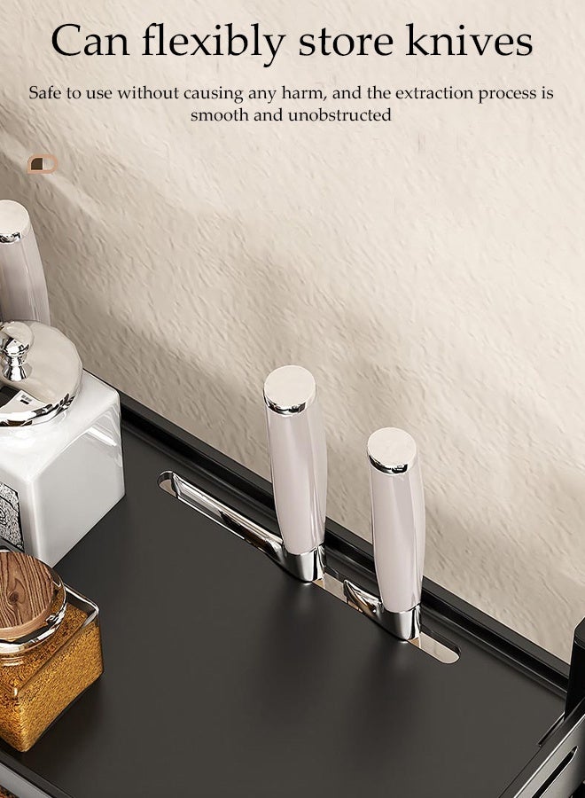 DUNISO 3-Tier Stainless Steel Spice Shelf,  Height-Adjustable Kitchen Countertop Organizer，Anti-Slip  Standing  Seasoning Storage Shelf ,with Knife Utensil Holder Tray for Kitchen - Image 3