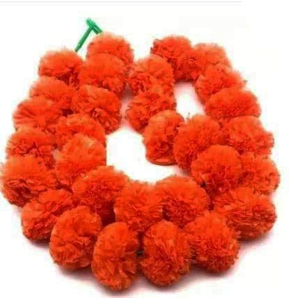 CraftVatika CraftVatika Marigold Fluffy Flower Garlands Toran Bandarwal Set for Main Door Wall Hangings Diwali Decoration Items Home Mandir Puja Decor Pack of 10  - Image 4