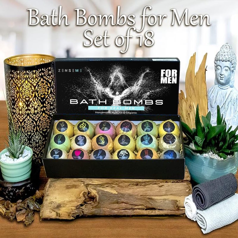 ZenseMe Bath Bombs for Men, Gift Set of 18 Scented Organic Handmade Bath Bombs of 2.5 oz with Natural Essential Oils. Perfect for Boyfriend, Husband, Father or Friend, by ZenseMe - Image 5