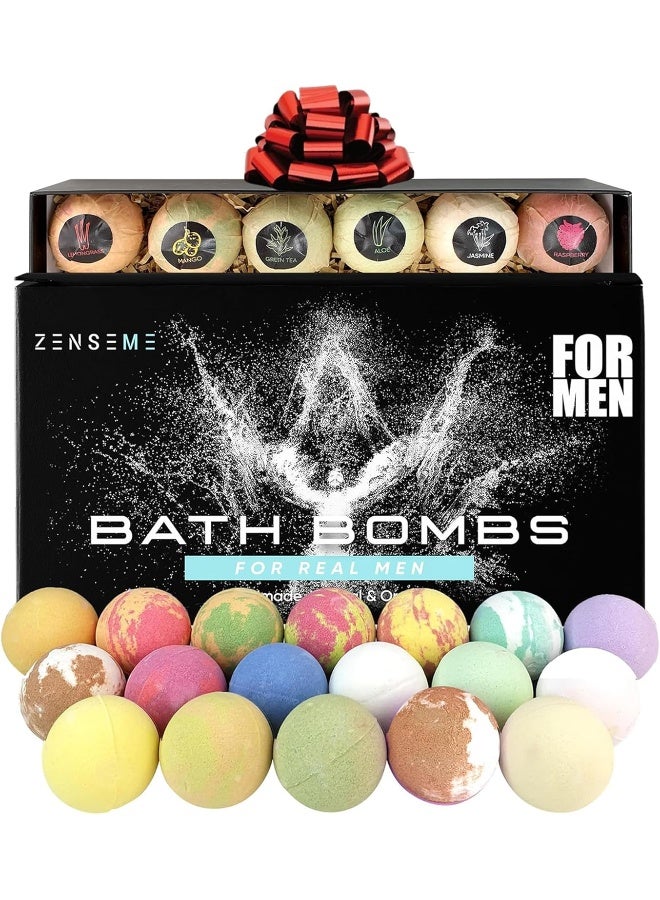 ZenseMe Bath Bombs For Men, Gift Set Of 18 Scented Organic Handmade Bath Bombs Of 2.5 Oz With Natural Essential Oils - Image 1