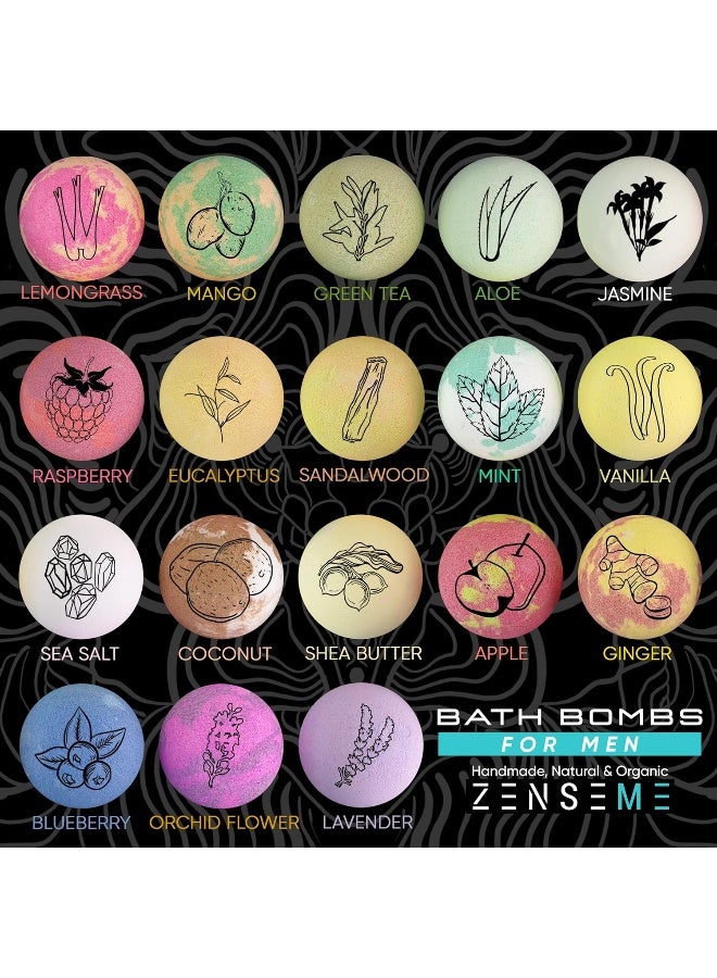 ZenseMe Bath Bombs For Men, Gift Set Of 18 Scented Organic Handmade Bath Bombs Of 2.5 Oz With Natural Essential Oils - Image 3