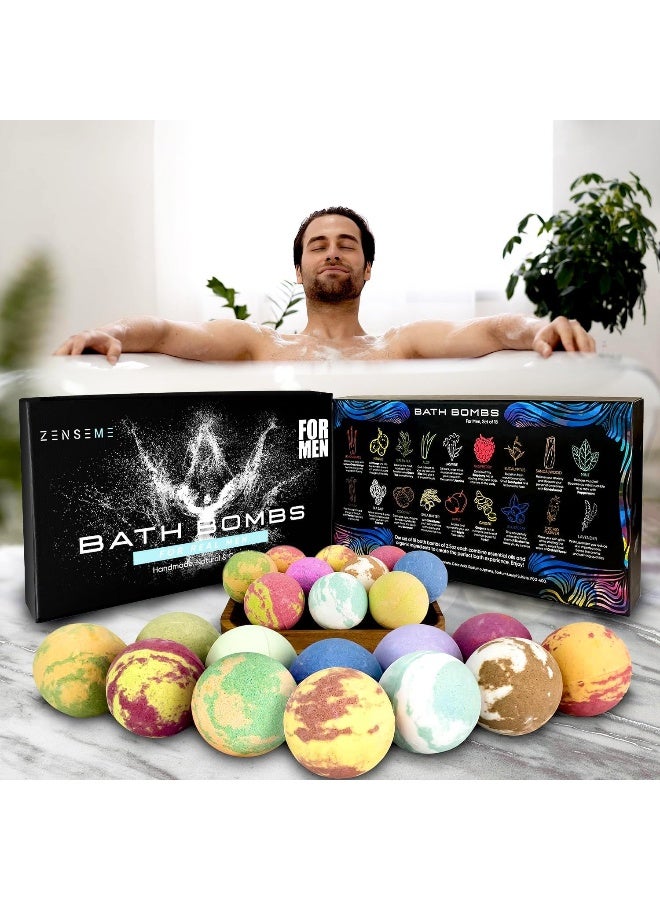 ZenseMe Bath Bombs For Men, Gift Set Of 18 Scented Organic Handmade Bath Bombs Of 2.5 Oz With Natural Essential Oils - Image 2