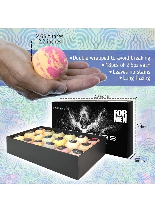ZenseMe Bath Bombs For Men, Gift Set Of 18 Scented Organic Handmade Bath Bombs Of 2.5 Oz With Natural Essential Oils - Image 4