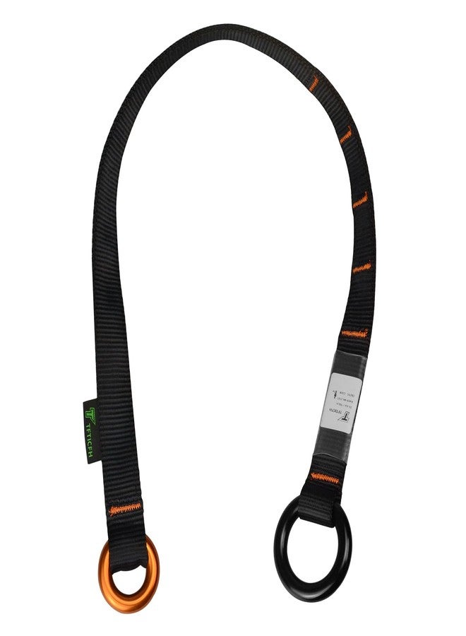 TFTICFH Friction Saver, 23kN Cambium Saver Retrievable Anchor, Climbing Rope Loop Belt Sling with Two 25kN Aluminum Rings for Arborist Tree Climbing Rappeling, 35.4 in, 90cm, Black - Image 1