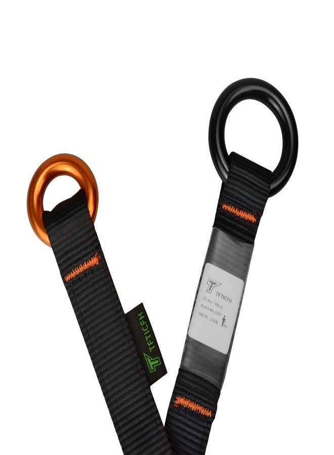 TFTICFH Friction Saver, 23kN Cambium Saver Retrievable Anchor, Climbing Rope Loop Belt Sling with Two 25kN Aluminum Rings for Arborist Tree Climbing Rappeling, 35.4 in, 90cm, Black - Image 3