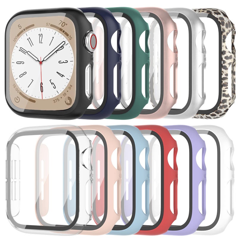HASDON [12 Pack Case Compatible with Apple Watch 40mm SE 3 SE 2 Series 6 5 4 SE with Tempered Glass Screen Protector, Hard PC Bumper Overall Shockproof Protective Cover for iWatch 40mm Accessories - Image 1