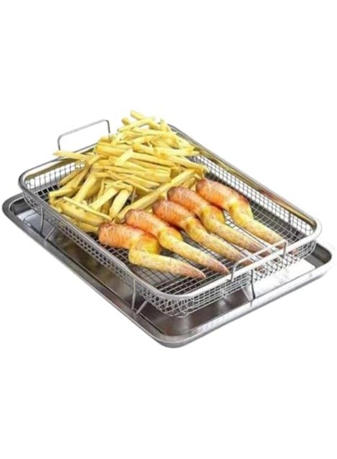 2-in-1 metal roasting and oil draining tray, rectangular design, large size for oven and serving (ar - Image 4