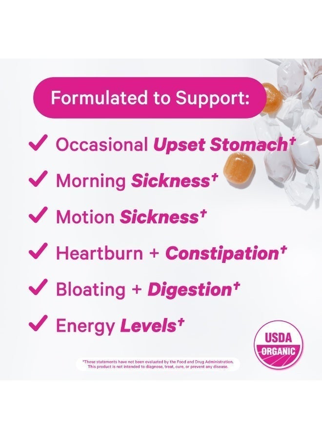 Pink Stork حلوى الغثيان الصباحية بالزنجبيل + فيتامين ب6، 30 حبة مصاصة، نكهة الزنجبيل والمانجو، مكمل غذائي - Image 3