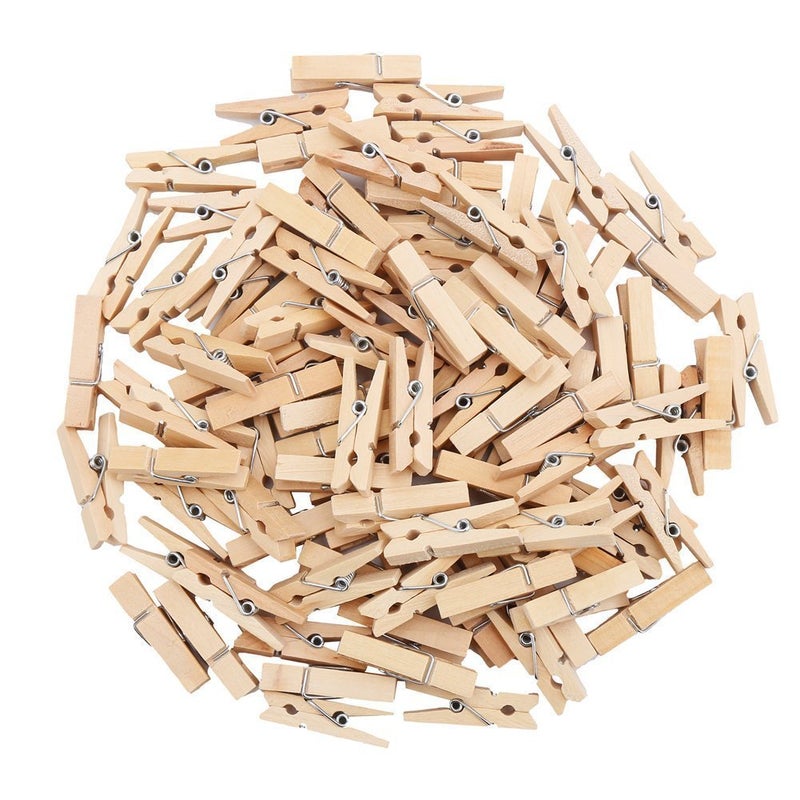 DECORA 3.5cm Sturdy Natural Wooden Mini Clothespin 100 Pieces in One Package - Image 1