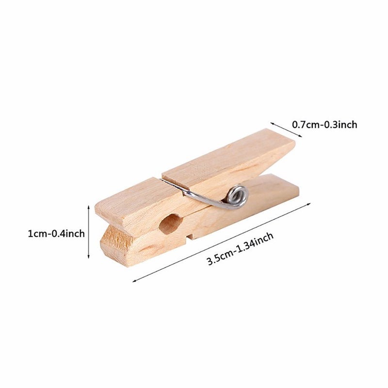 DECORA 3.5cm Sturdy Natural Wooden Mini Clothespin 100 Pieces in One Package - Image 3