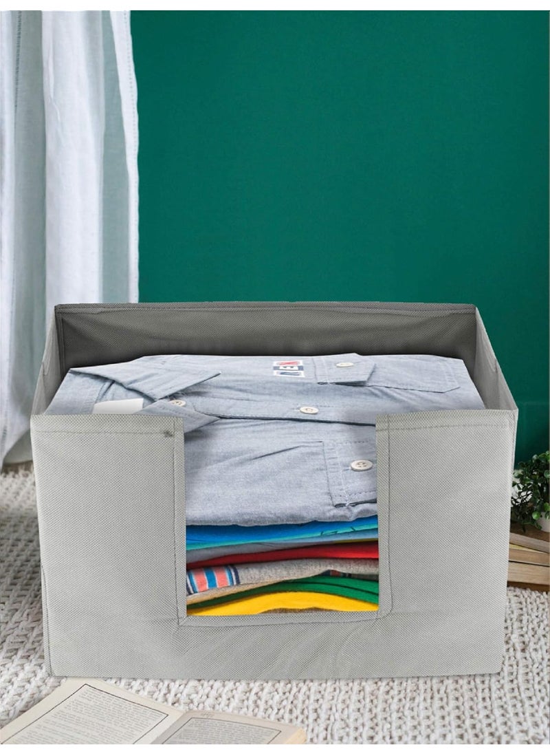 Kuber Industries Kuber Industries Non-Woven Fabric Foldable Cloth Storage Boxes Organizer for Wardrobe with Handle (Grey)  - Image 3