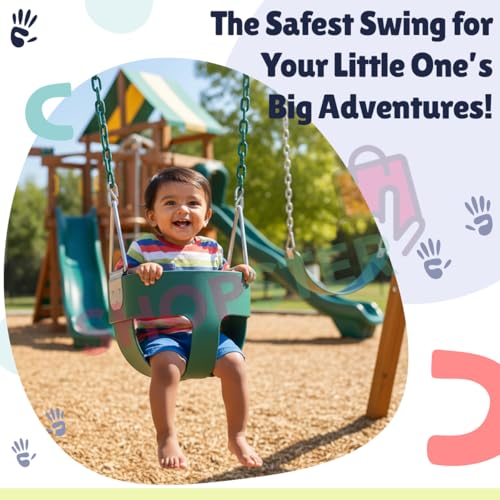 Shopster Flexible Baby/Infant Deluxe High Back Full Bucket Toddler Swing seat with Exclusive Pinch Protection Chain and Carabiners for Easy Installation - Green - Image 2