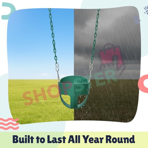 Shopster Flexible Baby/Infant Deluxe High Back Full Bucket Toddler Swing seat with Exclusive Pinch Protection Chain and Carabiners for Easy Installation - Green - Image 5