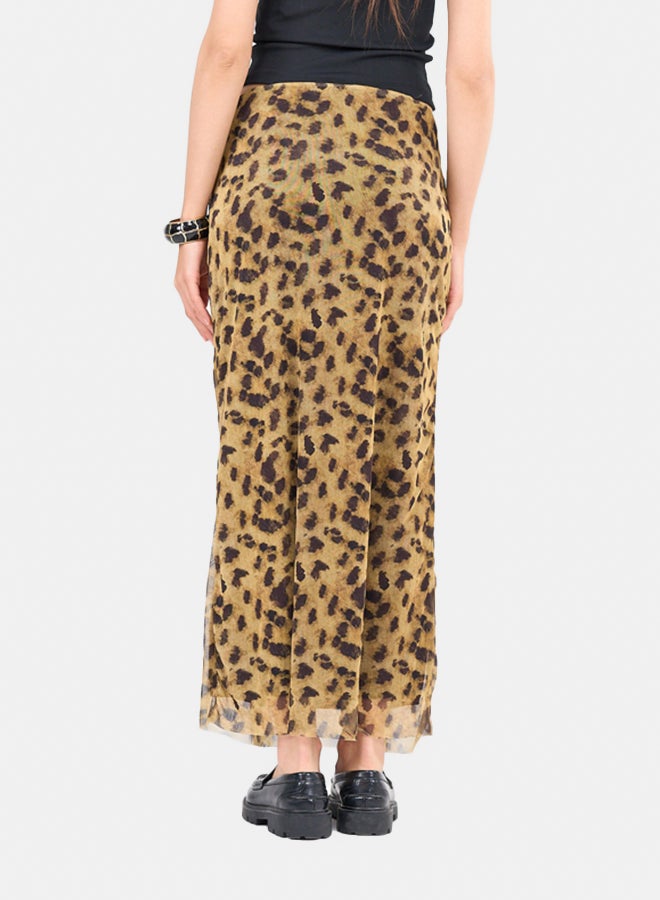 Clue Leopard Print Midi Skirt  - Image 3
