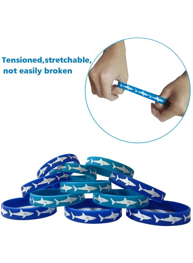 CupaPlay 48 PCS Shark Party Favors Rubber Bracelets - Under the Sea Shark Birthday Party Supplies Goodie Bag Stuffers Fillers Slicone Wristbands - Image 2