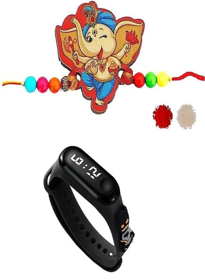 VR Creatives Kids Lord Ganesh/Ganesha Rakhi for Brother Kids Boy Girls Combo, Kids Watch Rakhi on Rakshabandhan Gift For Brother - Image 1