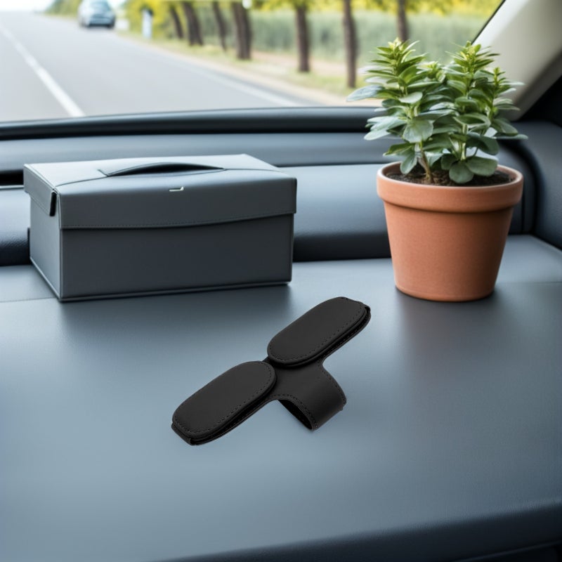 Sunglasses Holder For Car: Universal Visor Sunglasses Holder Clip - Pu Leather Eyeglasses Hanger For Sun Visor - Eyeglasses Mount - Image 4