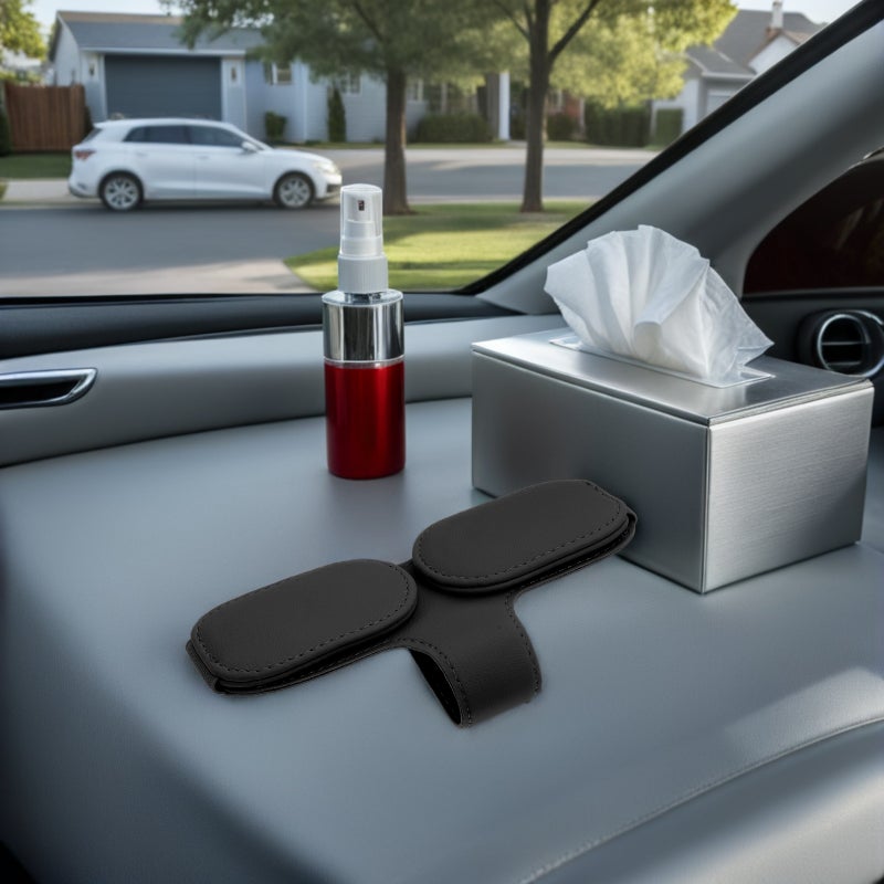 Sunglasses Holder For Car: Universal Visor Sunglasses Holder Clip - Pu Leather Eyeglasses Hanger For Sun Visor - Eyeglasses Mount - Image 5