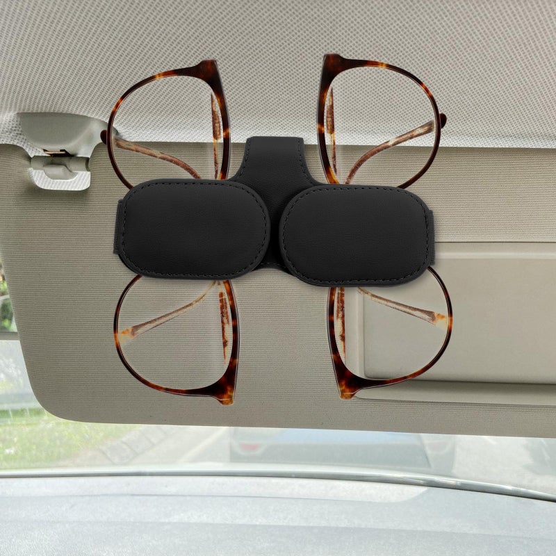 Sunglasses Holder For Car: Universal Visor Sunglasses Holder Clip - Pu Leather Eyeglasses Hanger For Sun Visor - Eyeglasses Mount - Image 3