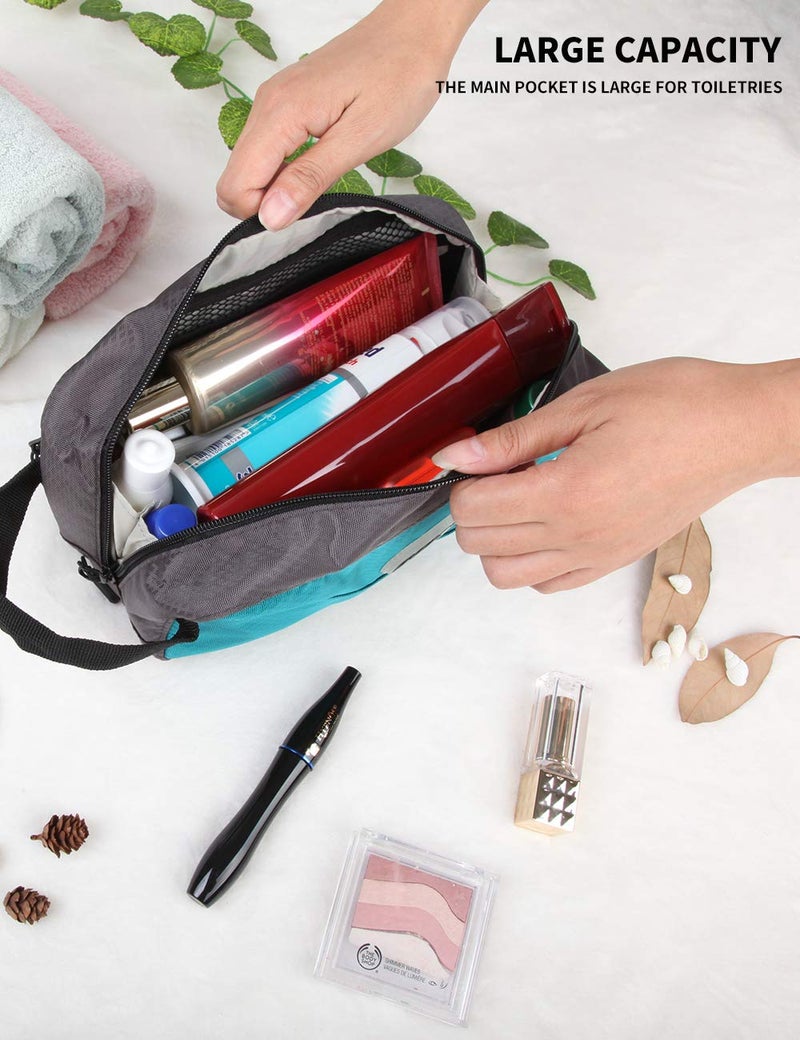 Gox Small Travel Toiletry Bag, Dopp Kit Case For Men, Multifunction Organizer Pouch (Turquoise/Grey) - Image 3