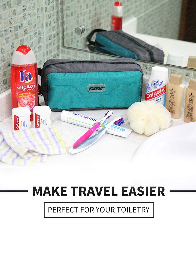 Gox Small Travel Toiletry Bag, Dopp Kit Case For Men, Multifunction Organizer Pouch (Turquoise/Grey) - Image 2