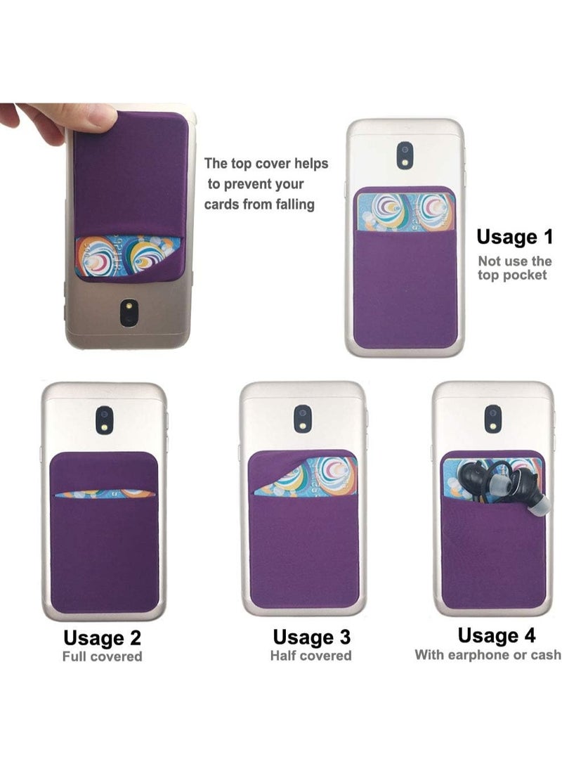 Phone Back Card Holder, Card Wallet with Flap Closure, Elastic Credit Card Holder, ID Card Sleeve for Phone Back, Adhesive Wallet with Flip Cover, Simple and Stylish, Convenient Storage - Image 2