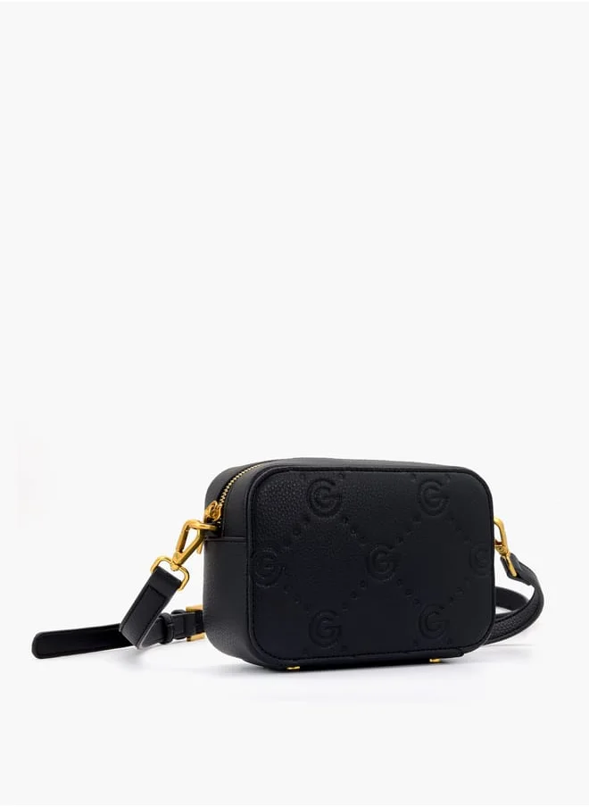 غابرييلا غوتشي Gabriella Gucci Monogram Embossed Crossbody Bag with Zip Closure