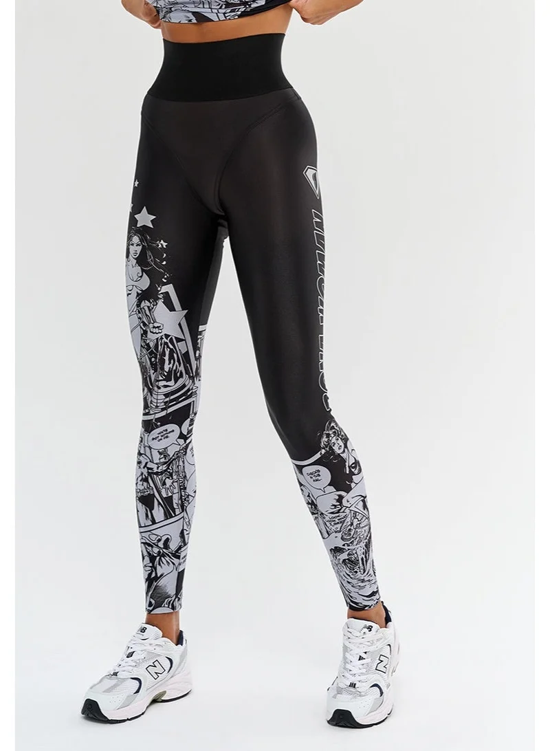 Bona Fide Bona Fide Premium Marble Print High-Waisted Leggings for Women - Tummy Control Sculpting Gym Tights - Professional Squat-Proof Workout Yoga Pants - Breathable Performance Activewear - Gray/Black