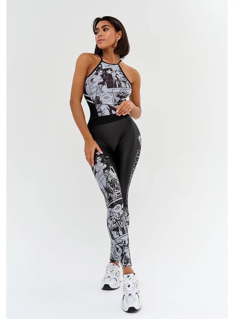 Bona Fide Bona Fide Premium Marble Print High-Waisted Leggings for Women - Tummy Control Sculpting Gym Tights - Professional Squat-Proof Workout Yoga Pants - Breathable Performance Activewear - Gray/Black