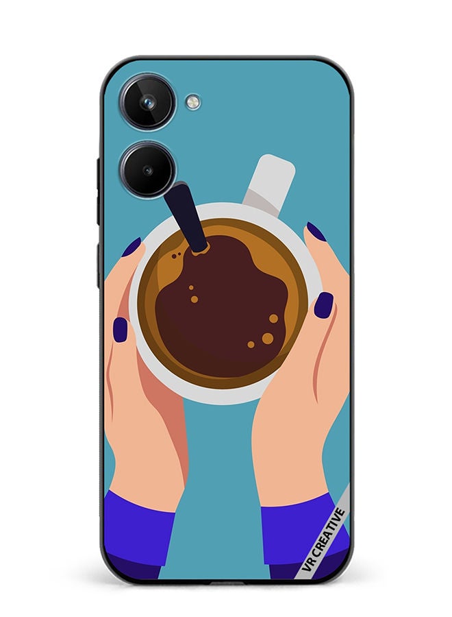 VR CREATIVE Protective Case Cover For Realme 10 Female Hands Holding Cup Of Coffee Design Multicolour - Image 1