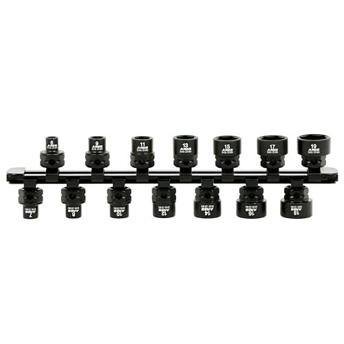 ARES 29018 14Piece 38Inch Drive Metric Low Profile Nano Impact Socket Set Impact Grade Sockets Offer Greater Clearance Than Typical Shallow Sockets Includes Aluminum Storage Rail - Image 1