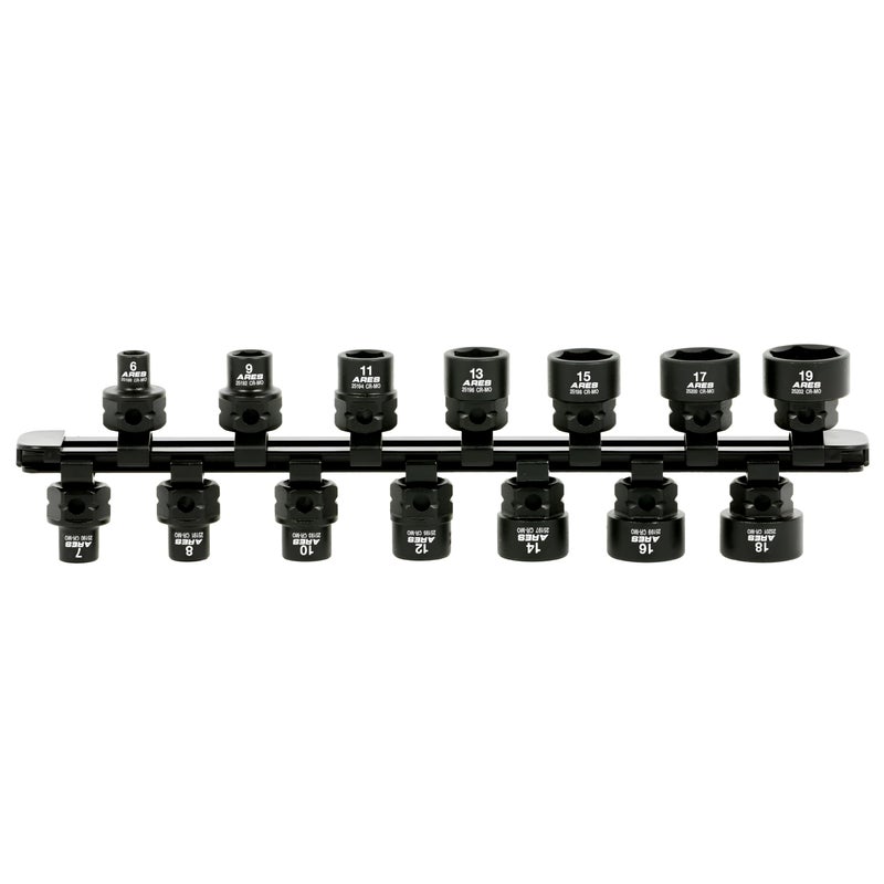 ARES 29018 14Piece 38Inch Drive Metric Low Profile Nano Impact Socket Set Impact Grade Sockets Offer Greater Clearance Than Typical Shallow Sockets Includes Aluminum Storage Rail - Image 2