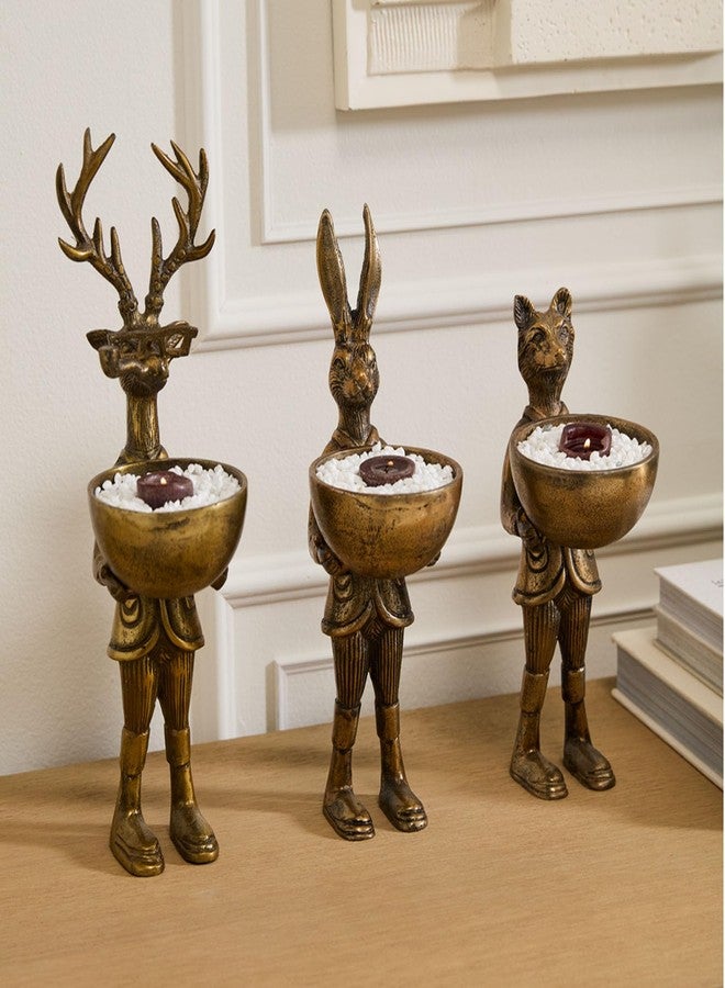 Accent Decor تمثال فرانكي من مجموعة أكسنت ديكور إي+إي، غزال واقف بطول 16 بوصة مع وعاء، بلمسة نهائية ذهبية عتيقة - Image 3