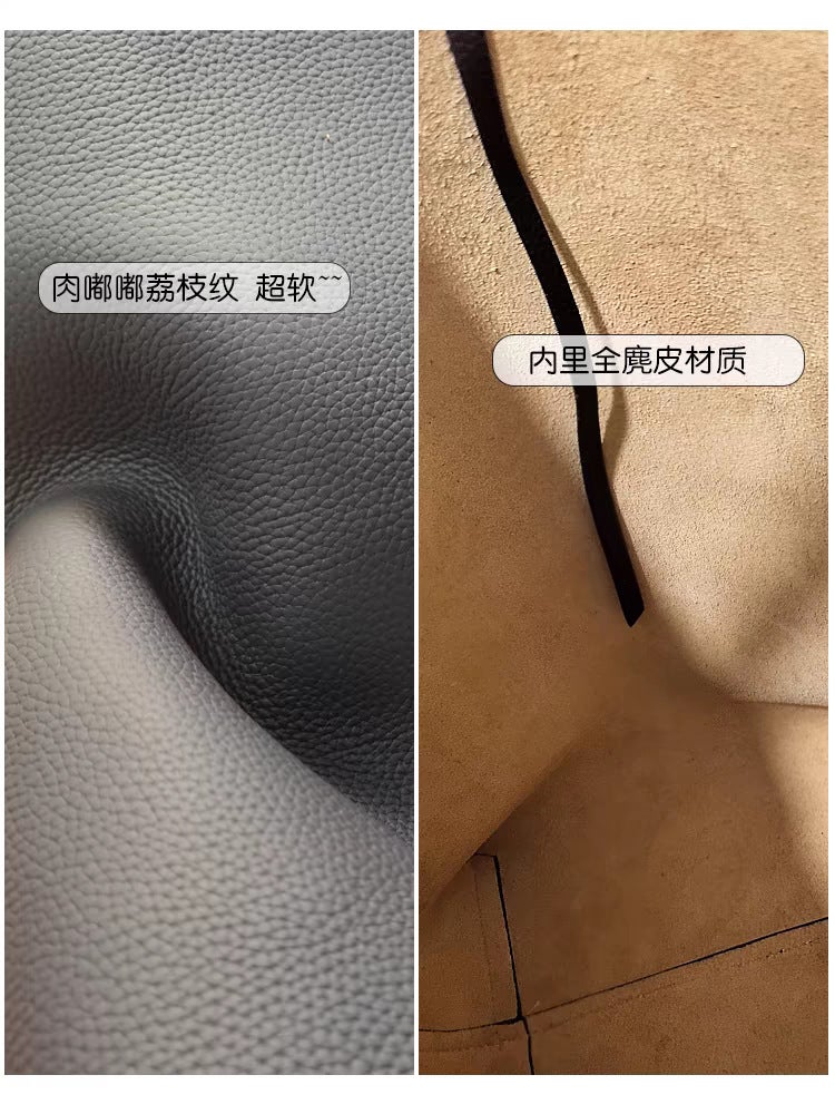 Celebrity Style Bucket Bag For Women New 2025 Single Shoulder Cowhide Large Capacity Niche Satchel Large Bag Genuine Leather Bag For Women - Image 3