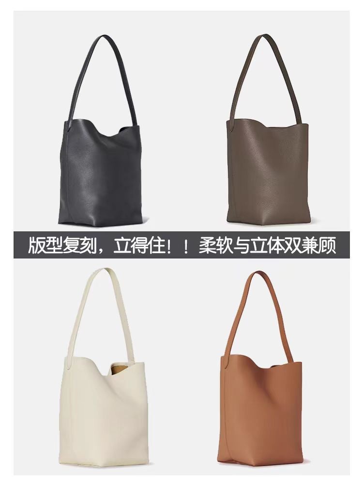 Celebrity Style Bucket Bag For Women New 2025 Single Shoulder Cowhide Large Capacity Niche Satchel Large Bag Genuine Leather Bag For Women - Image 4