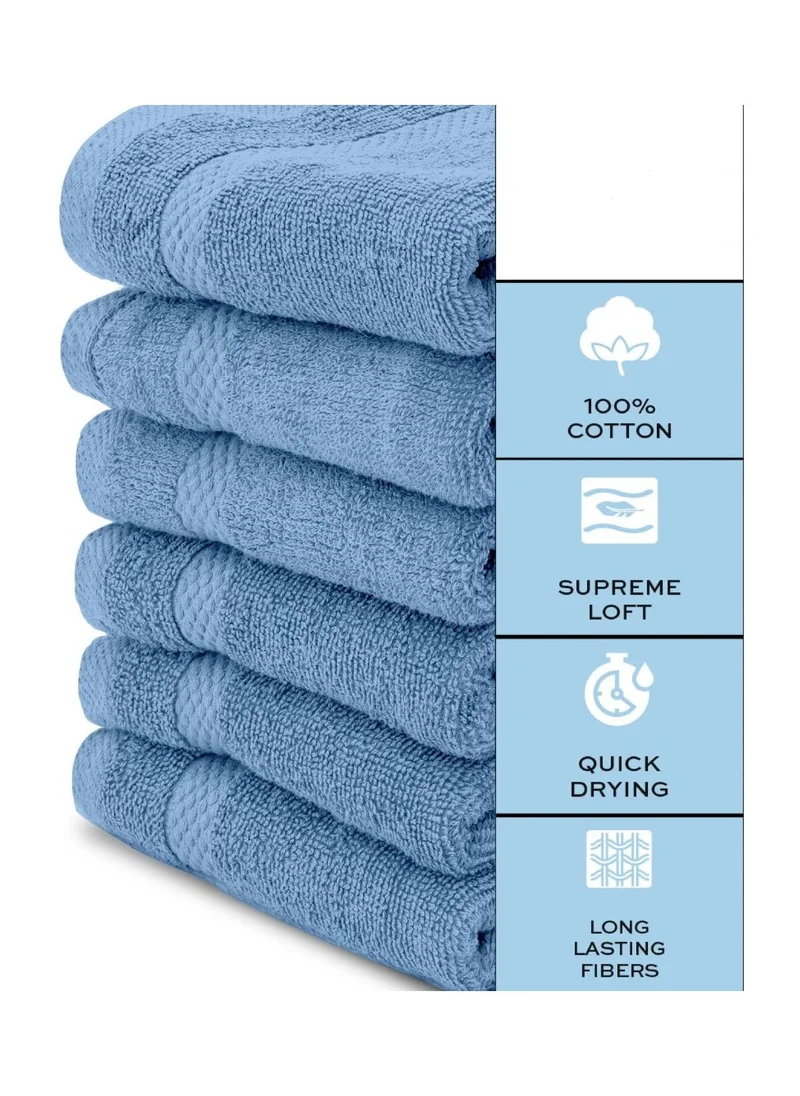 1 تشيس Luxury Cotton Face Towel - Large Hotel Spa Bathroom Face Towel Set of 12 Light Blue