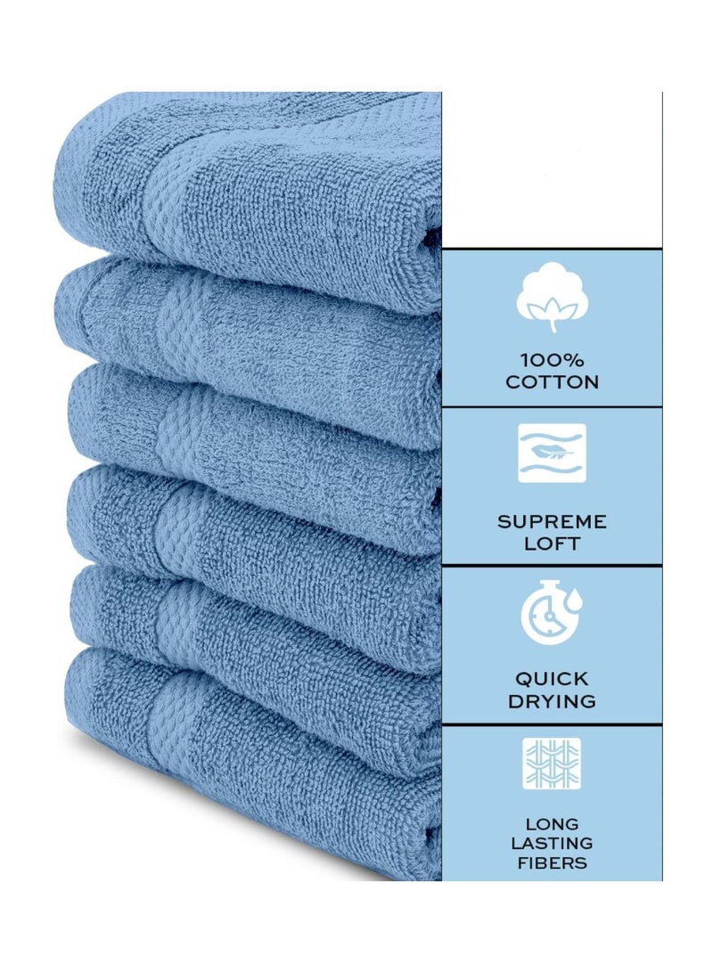 1Chase Luxury Cotton Face Towel - Large Hotel Spa Bathroom Face Towel Set of 12 Light Blue  - Image 4