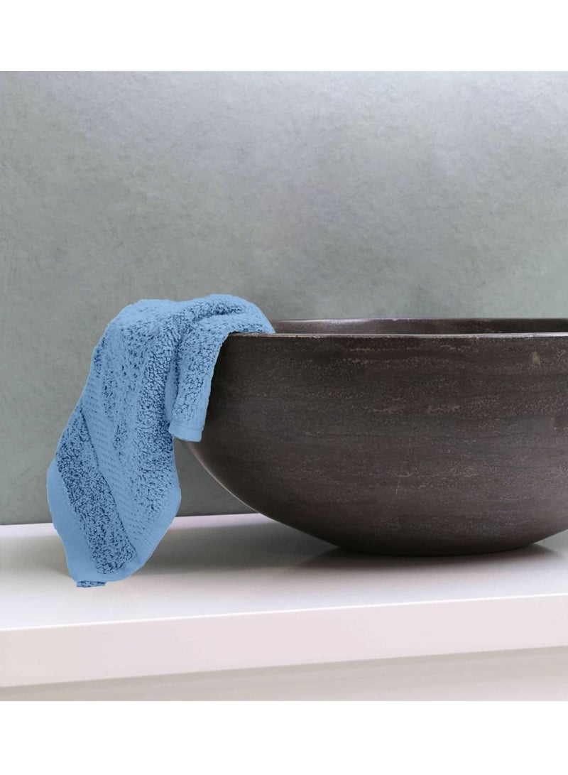 1Chase Luxury Cotton Face Towel - Large Hotel Spa Bathroom Face Towel Set of 12 Light Blue  - Image 3