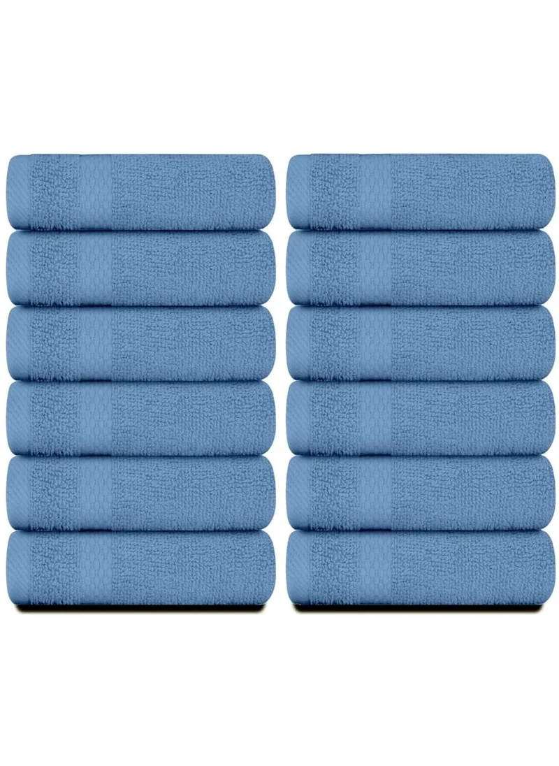 1 تشيس Luxury Cotton Face Towel - Large Hotel Spa Bathroom Face Towel Set of 12 Light Blue