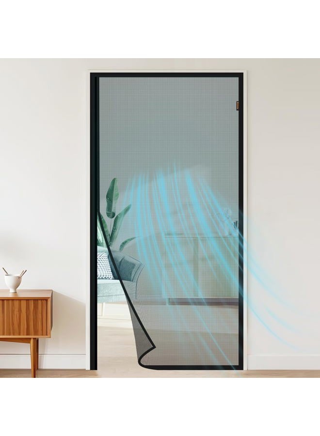MAGZO Magnetic Screen Door Fits Door Size 36 x 82 Inches(Black), Screen Size 38 x 83 Inches, Reinforced Side Opening Magnet Mesh Curtain for Sliding Door - Image 1
