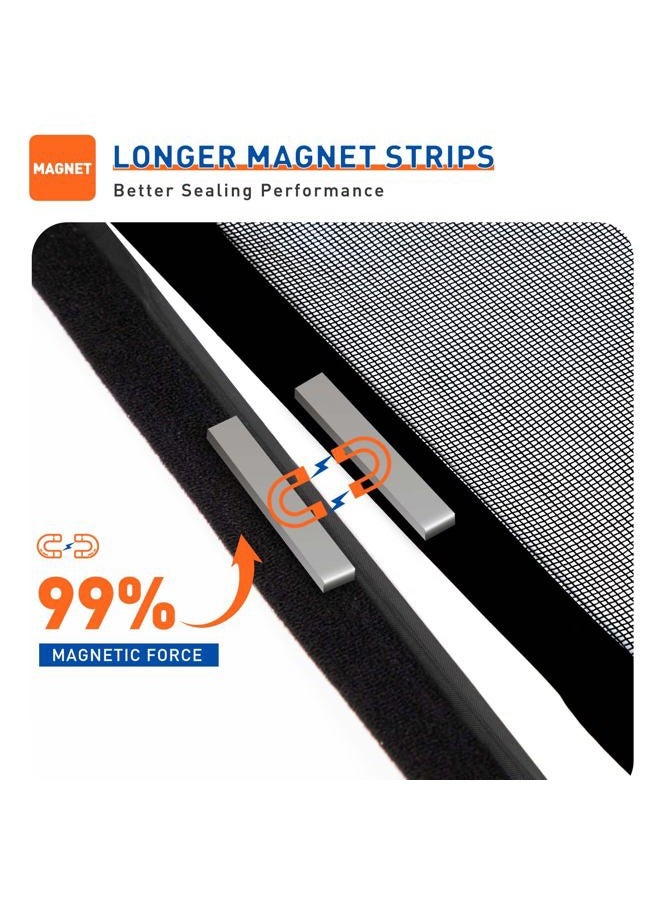 MAGZO Magnetic Screen Door Fits Door Size 36 x 82 Inches(Black), Screen Size 38 x 83 Inches, Reinforced Side Opening Magnet Mesh Curtain for Sliding Door - Image 3
