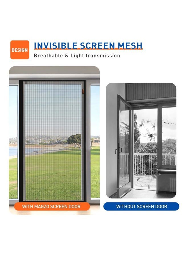 MAGZO Magnetic Screen Door Fits Door Size 36 x 82 Inches(Black), Screen Size 38 x 83 Inches, Reinforced Side Opening Magnet Mesh Curtain for Sliding Door - Image 4