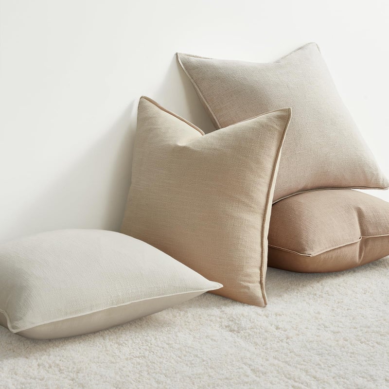 Drapenova Pack of 4 Decorative Linen Pillow Covers 18x18 Natural Boho Couch Throw Pillows for Bed Accent Modern Pillowcase for Sofa Livingroom Bed and Balcony Home Decor - Image 3