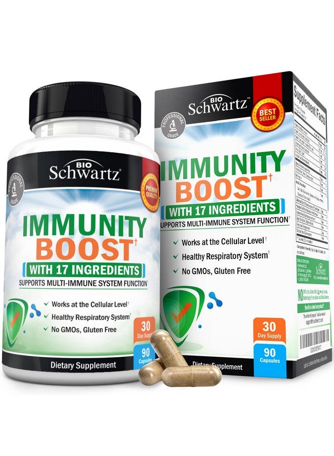 بيو شوارتز مكمل غذائي لدعم المناعة من بيوشوارتز - فيتامين سي مع مستخلص الزنك والبلسان الأسود ودنج النحل والزنجبيل وبيتا كاروتين، لتعزيز المناعة للبالغين، وفيتامينات مضادة للأكسدة للدفاع المناعي، 90 كبسولة - Image 1