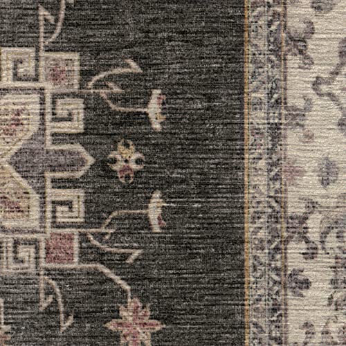 RUGGABLE Washable Vintage Runner Rug – Verena Dark Wood 2.5x7, Stain-Resistant, Non-Slip Hallway Runner – Machine Washable Rug for Hallway, Entryway, Living Room & Kitchen–with Standard Pad - Image 3