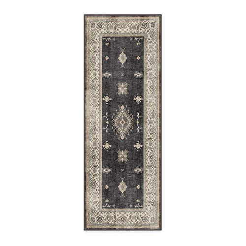 RUGGABLE Washable Vintage Runner Rug – Verena Dark Wood 2.5x7, Stain-Resistant, Non-Slip Hallway Runner – Machine Washable Rug for Hallway, Entryway, Living Room & Kitchen–with Standard Pad - Image 2