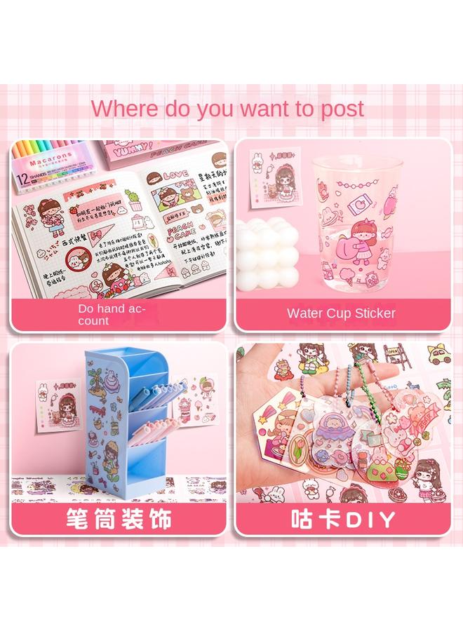 Bluejw Hand Account Sticker Girl Children's Hand Account Sticker Transparent Sticker Suit Cartoon Water Cup Sticker Cute Internet Celebrous Cane - Image 2