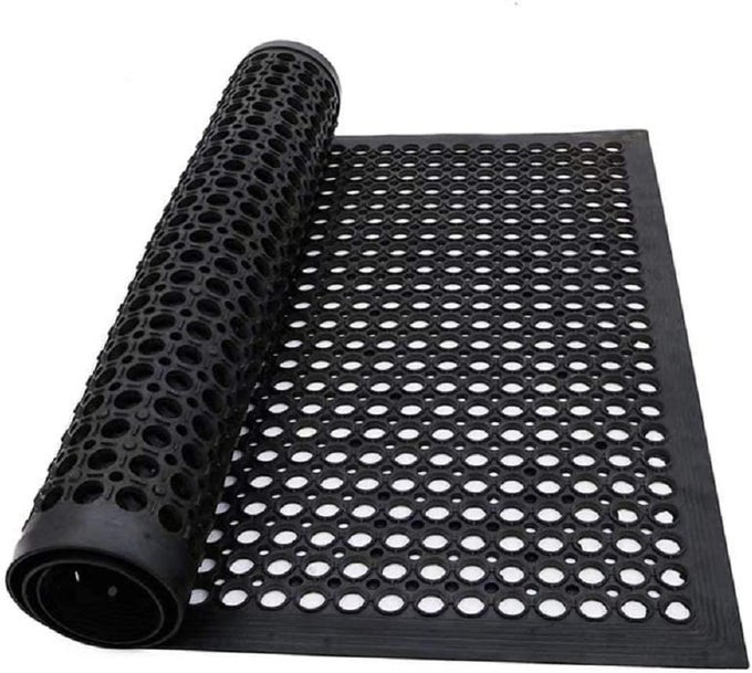 LARGE OUTDOOR RUBBER ENTRANCE MATS 90CM X 150CM RUBBER DRAINAGE MAT ANTI FATIGUE NON SLIP DRAINAGE DOOR MAT FLOORING HEAVY DUTY COMMERCIAL KITCHEN FLOOR MAT FOR INDUSTRIAL KITCHEN BATHROOM