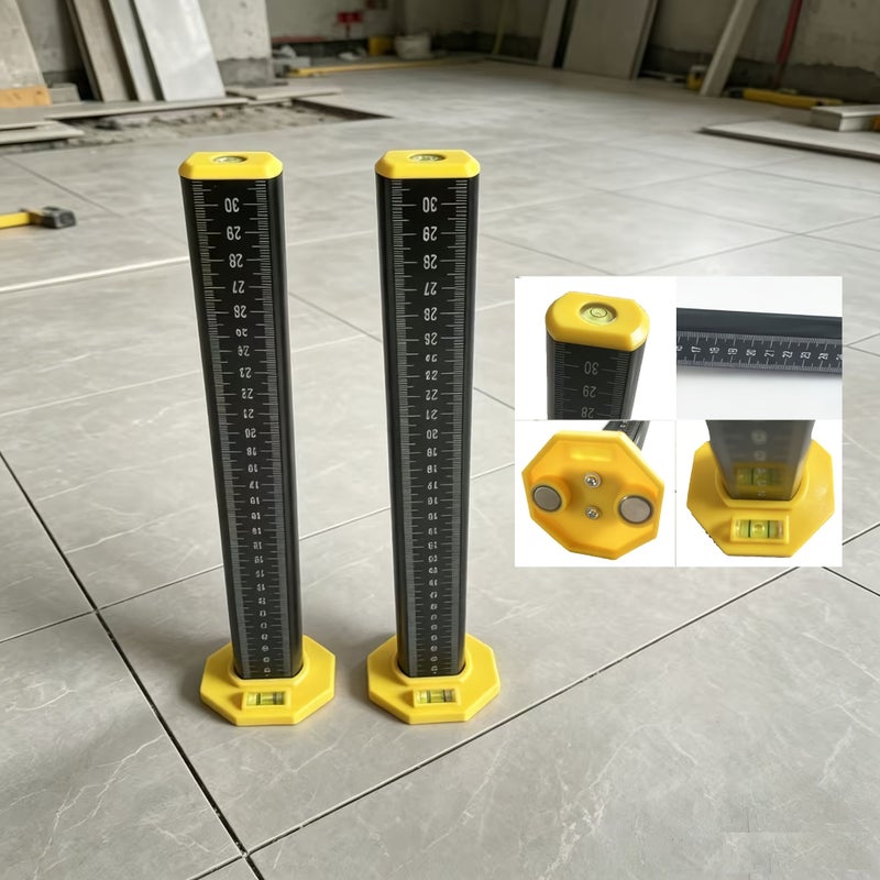 11.81 Inch Extended Equal Height Indicator Ruler With Laser Engraving Strong Magnet Spirit Level For Tile Laying Ceiling Installation 1pc - Image 2
